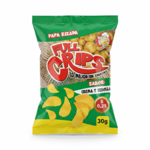 RIZADA FULL CRIPS SABOR CREMA Y CEBOLLA 30G EN FUNDA METALIZADA